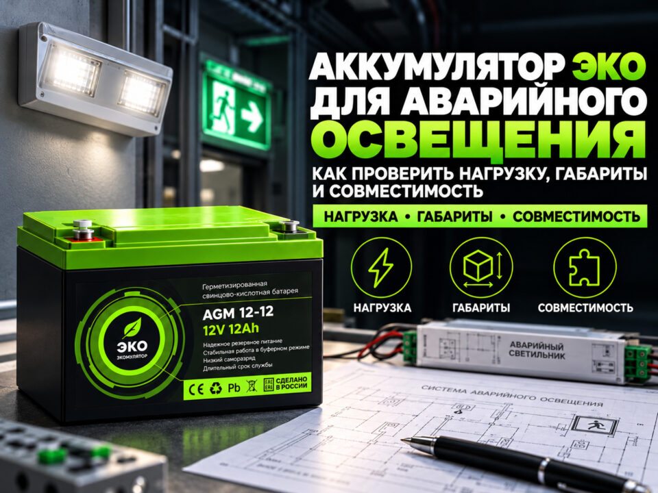 Аккумулятор ЭКО для аварийного освещения: как проверить нагрузку, габариты и совместимость
